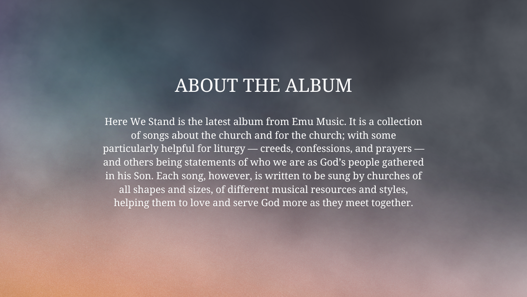 Here We Stand (Album) Emu Music