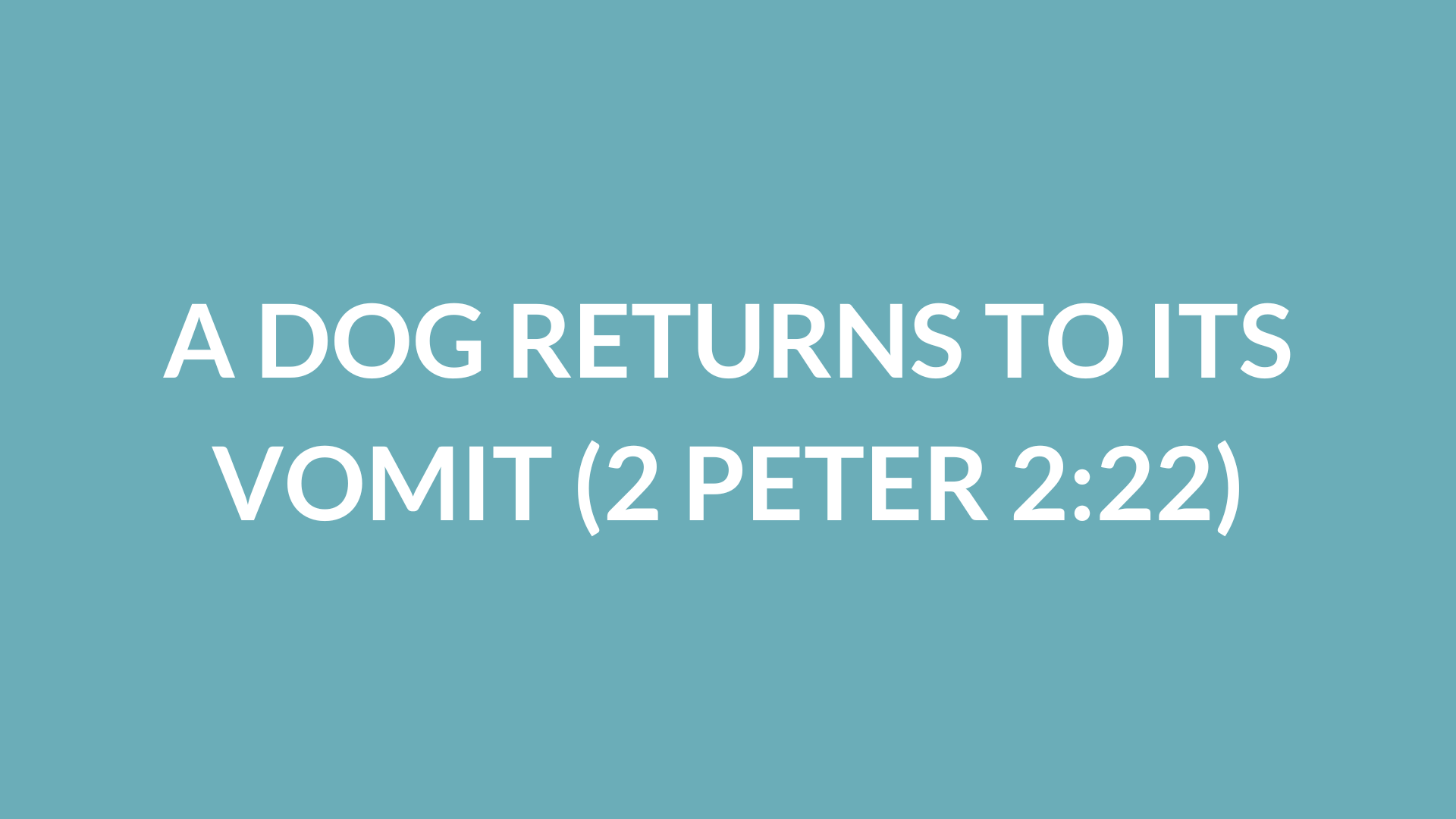 A Dog Returns To Its Vomit (2 Peter 2:22)