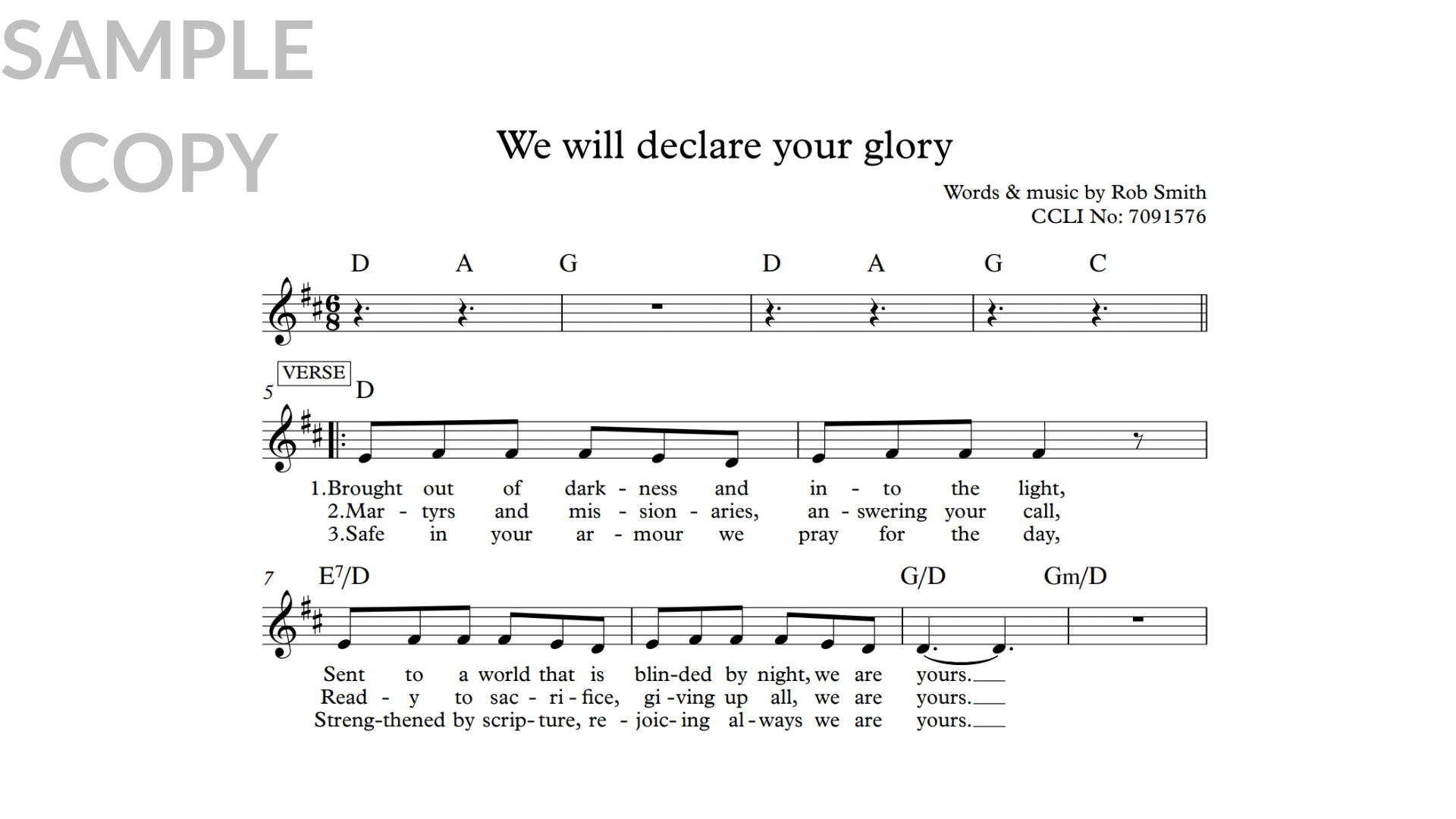We Will Declare Your Glory